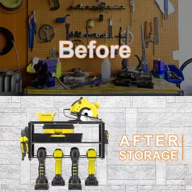 Металлическая настенная полка – органайзер Urbankit для хранения электроинструментов: шуруповерта, дрели, отверток, плоскогубцев и т.д.