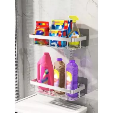 Металлическая полка для ванной самоклеющаяся Bathroom shelf до 10 кг GREY