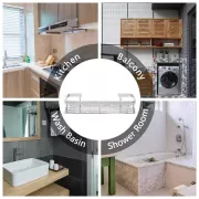 Металева полиця для ванної самоклеюча Bathroom shelf до 10 кг GREY