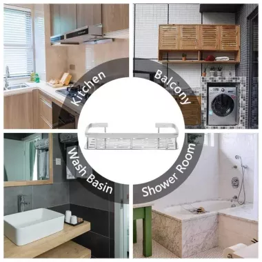 Металлическая полка для ванной самоклеющаяся Bathroom shelf до 10 кг GREY