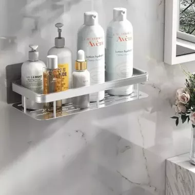 Металлическая полка для ванной самоклеющаяся Bathroom shelf до 10 кг GREY