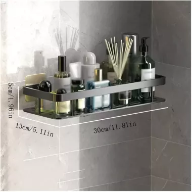 Металлическая полка для ванной самоклеющаяся Bathroom shelf до 10 кг GREY