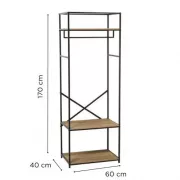 Металева вішалка для одягу / Стійка - рейка для одягу з полицею для взуття