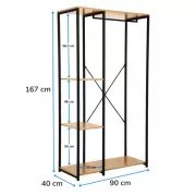 Металева відкрита шафа для спальні, передпокою, ванної / Відкрита вбиральня з полицями 167х90х40см
