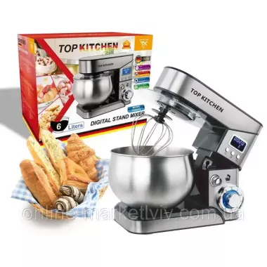 Миксер планетарный с чашей 6л, 4000Вт, Top Kitchen TК00224 / Кухонный тестомес для дома / Кухонная машина