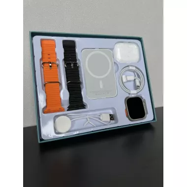 Набор 5 в 1 часы + наушники + беспроводной павербанк + кабель для беспроводной зарядки телефона + зарядное устройство