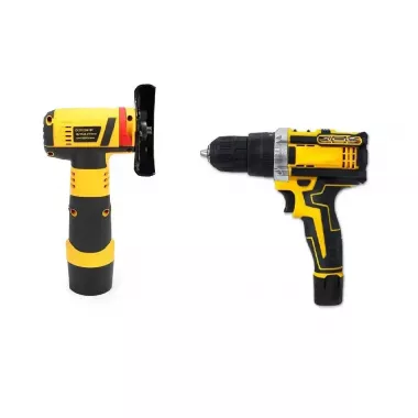 Набор аккумуляторного инструмента миниболгарка + шуруповёрт 12V (2 акб) Желтый