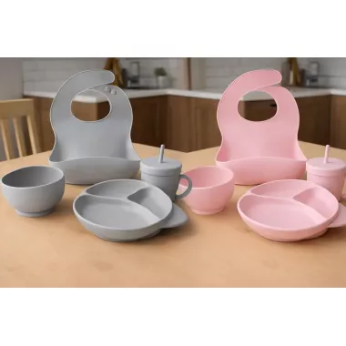 Набор детской посуды, 6 предметов / Набор детской силиконовой посуды