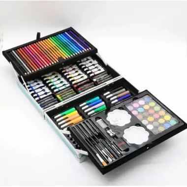 Набор для творчества Космонавт 145шт предметов алюминиевый чемодан синий / Детский набор для творчества / Набор художника