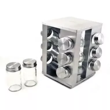 Набор емкостей для специй на подставке UNIQUE 12 в 1 Квадрат Органайзер для приправ Набор емкостей для специй на подставке UNIQUE 12 в 1 Квадрат Органайзер для приправ