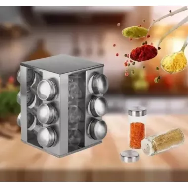 Набор емкостей для специй на подставке UNIQUE 12 в 1 Квадрат Органайзер для приправ Набор емкостей для специй на подставке UNIQUE 12 в 1 Квадрат Органайзер для приправ