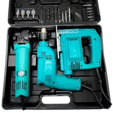 Набор инструментов 3в1 Дрель, Лобзик, Болгарка с набором сверл и бит