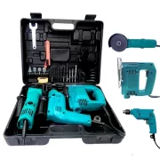 Набор инструментов 3в1 Дрель, Лобзик, Болгарка с набором сверл и бит