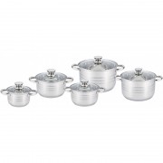 Набір каструль UNIQUE UN-5034 10ін. (2,1 л, 2,9 л, 3,9 л, 5,1 л, 6,5 л, з кришками)