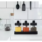 Набор контейнеров для хранения приправ и специй с ложкой Seasoning Bottle Set 3 отсека по 400 мл