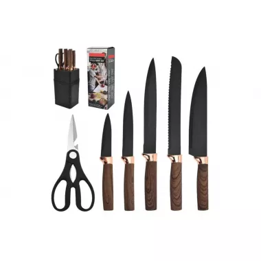 Набор кухонных ножей на подставке Knife Set 7 предметов из нержавеющей стали
