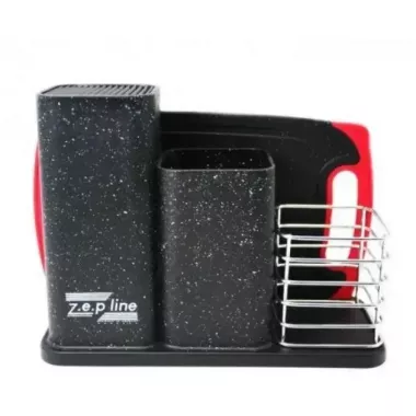 Набор кухонных ножей и принадлежностей ZP-045 на подставке с доской (14 предметов) черный Набор кухонных ножей и принадлежностей ZP-045 на подставке с доской (14 предметов) черный