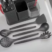 Набор кухонных ножей и принадлежностей ZP-045 на подставке с доской (14 предметов) черный