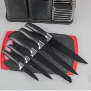 Набор кухонных ножей и принадлежностей ZP-045 на подставке с доской (14 предметов) черный