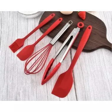 Набор кухонных принадлежностей силиконовый 5 предметов красный Набор кухонных принадлежностей силиконовый 5 предметов красный