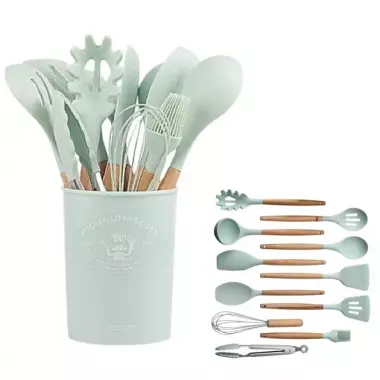 Набор кухонных принадлежностей силиконовый  Kitchen Set RB-2239 бирюзовый (12 предметов)