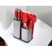 Набор ножей и кухонная утварь лопатки для кухни 17 в 1 дошечка для нарезки на тройной подставке, ножницы с напильником для заточки Zepline ZP-046