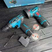 Набор электро инструменту 2в1/ Шуруповёрт+Болгарка мини 2 акб 12V AT-AG7501-2