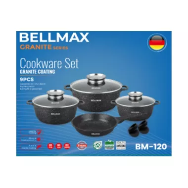 Набір посуду 9 предметів Bellmax Cookware Set BM-120