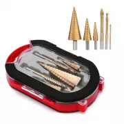 Набор ступенчатых сверл с титановым покрытием 6 штук в кейсе