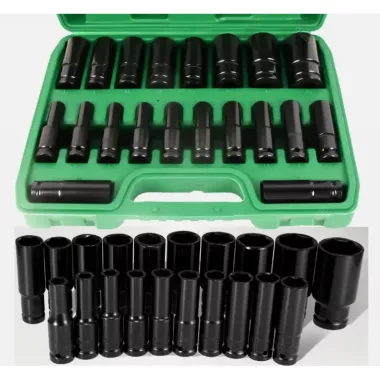 Набор ударных головок 20 шт. 1/2 дюйма, метрический привод 8–32 мм, глубокий 6-гранный набор с кейсом