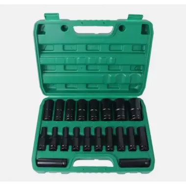 Набор ударных головок 20 шт. 1/2 дюйма, метрический привод 8–32 мм, глубокий 6-гранный набор с кейсом
