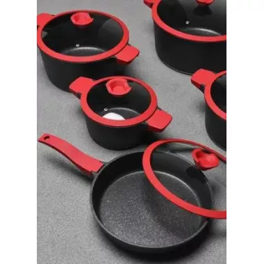 Набор из 4 кастрюль и сковородки со стеклянными крышками и антипригарным покрытием XW-10 Набор из 10 предметов