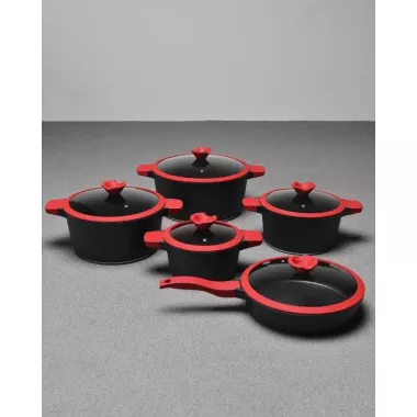 Набор из 4 кастрюль и сковородки со стеклянными крышками и антипригарным покрытием XW-10 Набор из 10 предметов