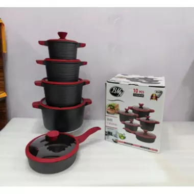 Набор из 4 кастрюль и сковородки со стеклянными крышками и антипригарным покрытием XW-10 Набор из 10 предметов