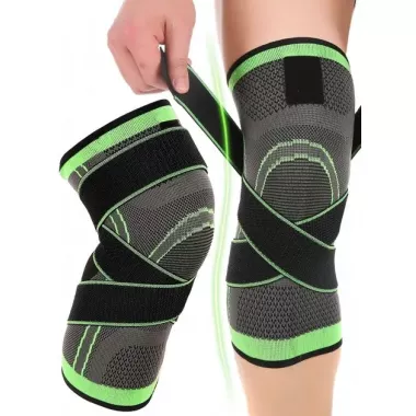 Наколінник Бандаж колінного суглоба Knee Support Copper Чорно-зелений фіксатор коліна Компресійний від травм розтягувань