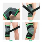 Наколінник Бандаж колінного суглоба Knee Support Copper Чорно-зелений фіксатор коліна Компресійний від травм розтягувань
