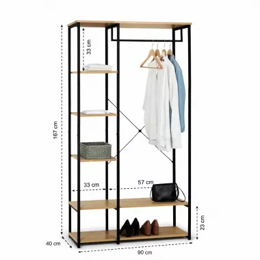 Підлогова вішалка-стелаж для одягу та взуття / Відкритий стелаж з полицями 167х40х90см