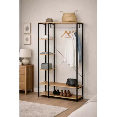 Підлогова вішалка-стелаж для одягу та взуття / Відкритий стелаж з полицями 167х40х90см
