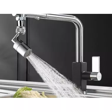 Насадка на кран Water для смесителя. Аэратор поворотная головка на 720 градусов с 2 режимами изогнутый вращающийся