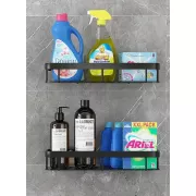 Настенная двухуровневая полка металлическая, самоклеящаяся для ванной комнаты, душевой.