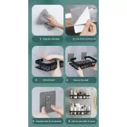 Настенная двухуровневая полка металлическая, самоклеящаяся для ванной комнаты, душевой.