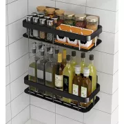 Настенная двухуровневая полка металлическая, самоклеящаяся для ванной комнаты, душевой.