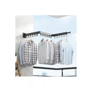 Настенная раскладная вешалка сушилка для одежды из алюминиевого сплава для балкона, 3 секции SKLM-2 ((101+23)*10*6.5)