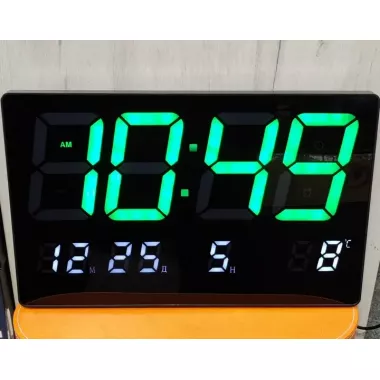 Настінний LED годинник 3308 з термометром та календарем