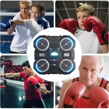 Настенный боксерский тренажер / музыкальная машина-тренажер с подсветкой (4 цели) + перчатки