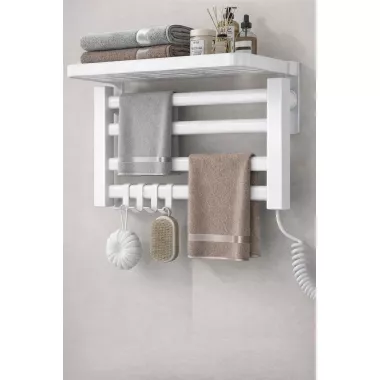 Электрический настенный полотенцесушитель + полка  GN-7402-W