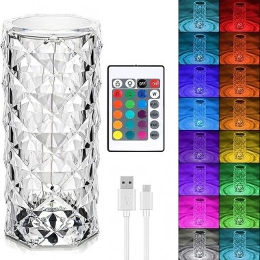 Настольная лампа Роза с пультом RGB Crystal Rose. Проекционный светильник-торшер ночник rose diamond table lamp кристалл Настольная лампа Роза с пультом RGB Crystal Rose. Проекционный светильник-торшер ночник rose diamond table lamp кристалл
