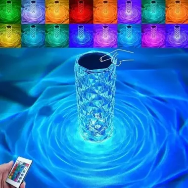 Настольная лампа Роза с пультом RGB Crystal Rose. Проекционный светильник-торшер ночник rose diamond table lamp кристалл