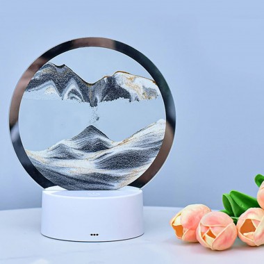Настольная LED лампа ночник RGB Песочные часы 3D Sandscape. Картина Подвижный песок