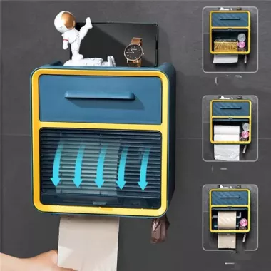 Навесной органайзер-держатель для туалетной бумаги с полкой и отделениями для салфеток,бумаг,пакетов